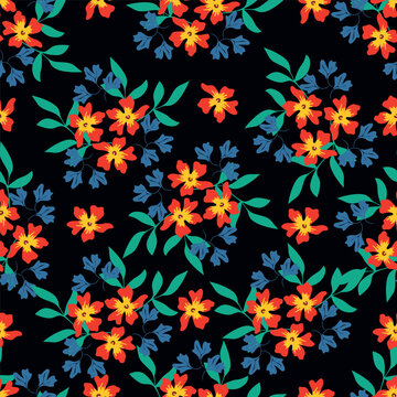 coquette seamless purple and yellow flowers pattern. Delicate petals and vibrant blossoms create an artistic and vintage botanical illustration. pastel flower seamless pattern