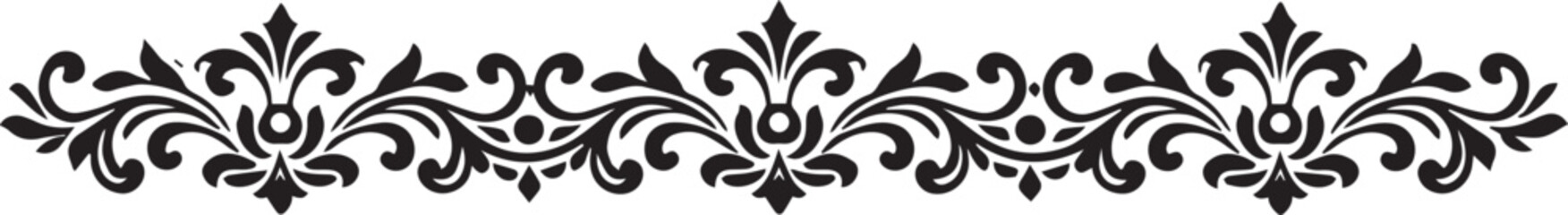 Vintage floral ornament vector illustration featuring a seamless damask pattern and black grass silhouette elements isolated on a white background for an antique wallpaper design © Md Yeasin