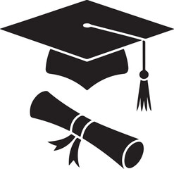 Graduation cap and education diploma vector icon © Masud