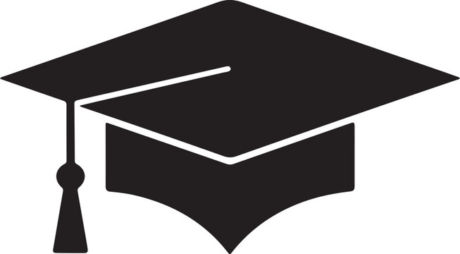 Grad cap silhouette icon. Clipart image isolated on white background