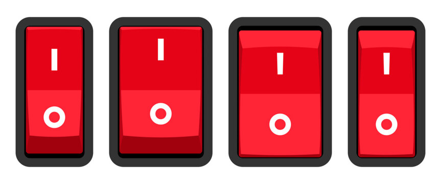 on off electronic switch button set vector illustration isolated on white background.