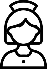 Obraz premium Hand Drawn Female Nurse Black and White Avatar Illustration in Minimal Line Art Style Design