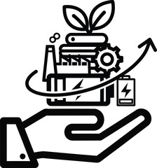 Obraz premium Sustainable technology illustration showcasing eco-friendly innovation and green energy solutions in a simple graphic design concept like wqe (670)