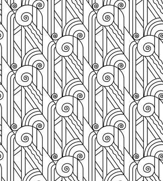 Seamless black pattern, art deco style. Modern pattern of 1920-s. 