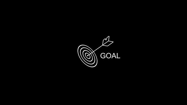 Minimalist goal target with arrow on black background for motivation and success concepts