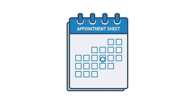 Minimalist appointment sheet planner with spiral binding in blue and white