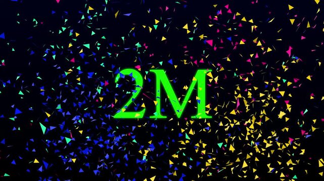 Number 2M Neon Futuristic Effect,The animated 2M neon text effect motion video Glowing neon light 2M followers or subscribers celebration text animation and congratulations for 2m on black background