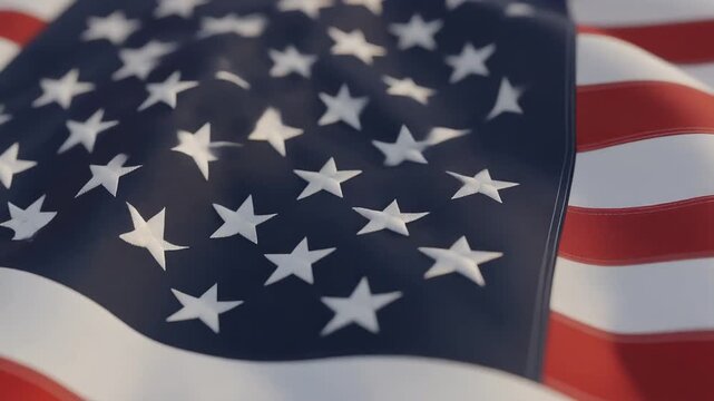 American flag with red and white stripes and white stars on a blue field symbolizing the United States