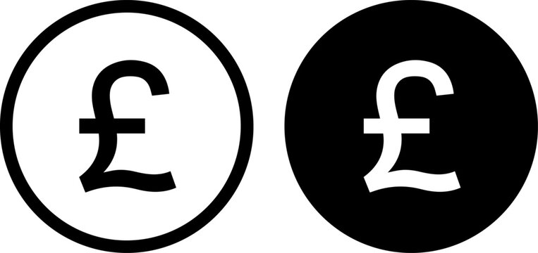 Two pound symbols in black and white circular designs