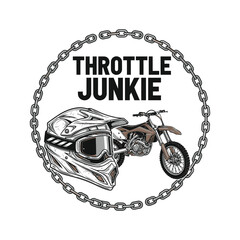 Throttle Junkie logo with motorcycle and helmet tshirt design © MdAnisul