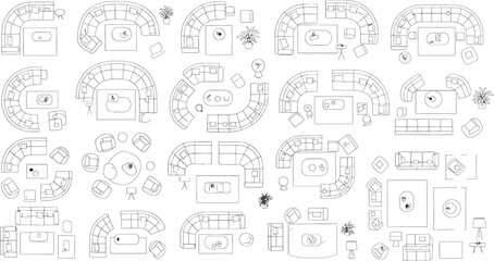 Obraz premium Collection of various architectural blueprints and designs isolated on transparent background