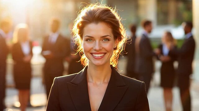 Smiling businesswoman in a professional setting