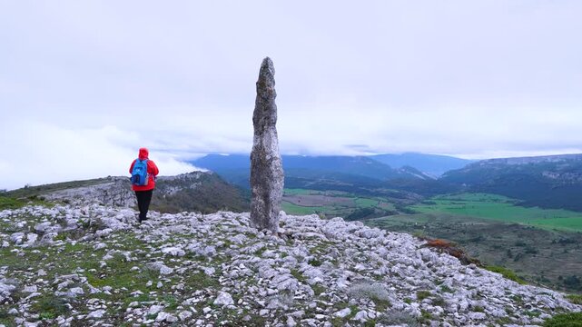 Menhir of El Gustal in the Valderejo Natural Park in the municipality of Valdegovia in the province of &Aacute;lava. Basque Country. Spain. Europe