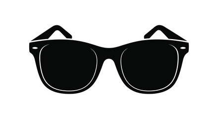 A striking black sunglasses design clearly defined and isolated on a white background silhouette high quality © MIRAJ02