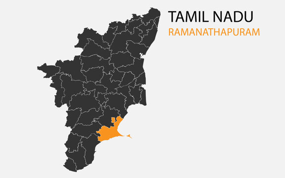 Tamil Nadu png map with districts, Indian state Tamil Nadu district map, Tamil Nadu Ramanathapuram