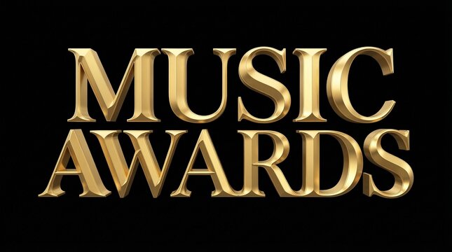 Gold typography of the words Music Awards in 3D design  
