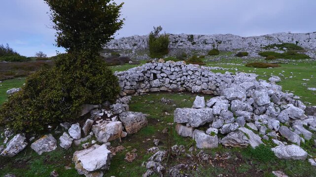 Ruins of ancient shepherd activities in the Valderejo Natural Park in the municipality of Valdegovia in the province of &Aacute;lava. Basque Country. Spain. Europe