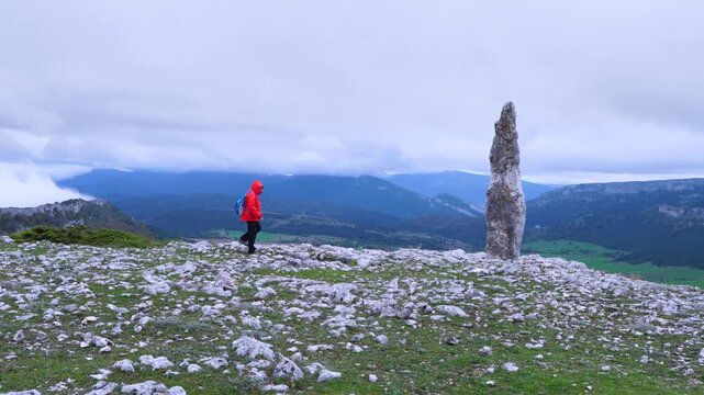 Menhir of El Gustal in the Valderejo Natural Park in the municipality of Valdegovia in the province of &Aacute;lava. Basque Country. Spain. Europe