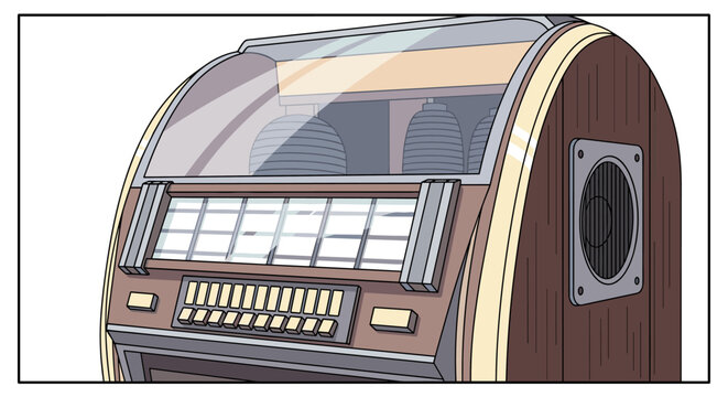 Retro jukebox with classic details and vibrant colors in vintage style