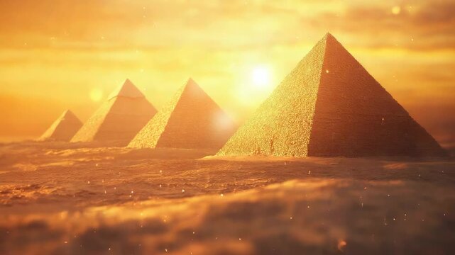 Blurred bokeh background of Egyptian pyramids, ancient Egypt, wallpaper, Africa, space for text, defocused abstract video