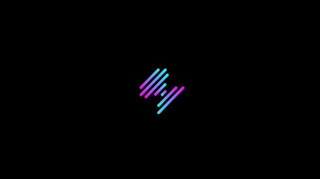 Dynamic Abstract Parallel Lines Logo - Modern Gradient on Black