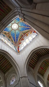 Historic church dome with stained glass windows Spain