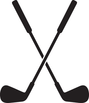 Pair of iron or wedge golf club flat vector icon for sports apps and websites
