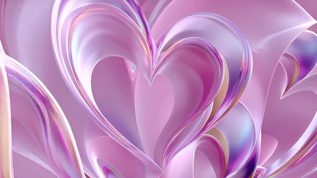 Romantic love theme for Valentines Day. A vibrant and abstract digital artwork of a heartshaped fractal pattern composed of pink, purple, and blue hues, set against a blurred background.