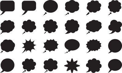 Talk and think vector comics bubbles silhouettes