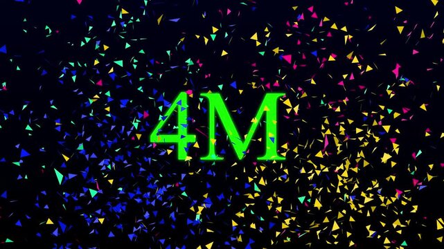 Thank you for 4 Million followers 3D. 3D rendering. The Futuristic text effect motion video Glowing neon light 4M followers or subscribers celebration and congratulations for 4m on black background