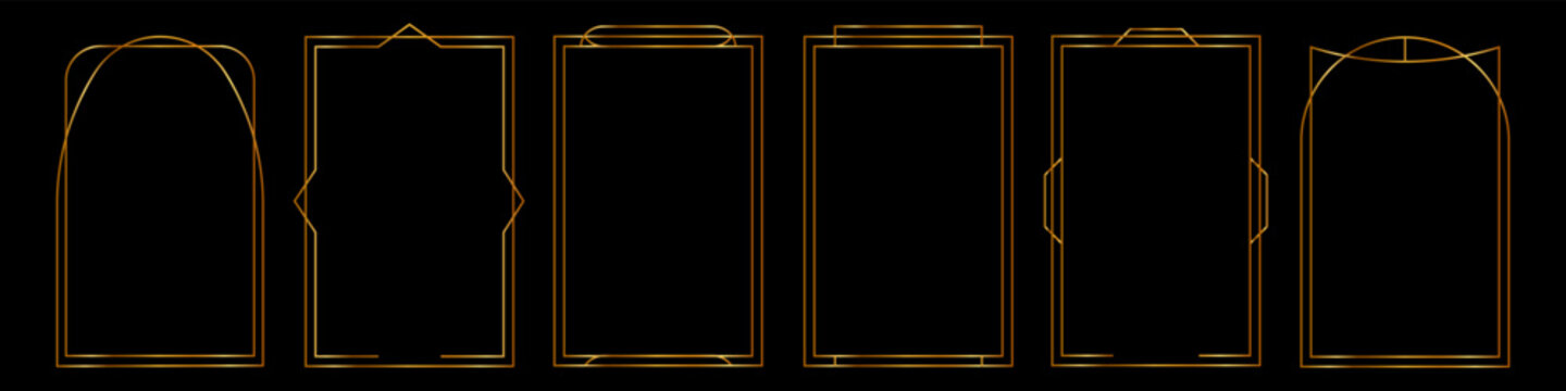 Collection of six thin, metallic gold geometric frames