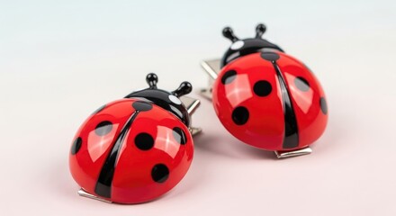 Obraz premium Ladybug Cufflinks - Elegant Insect-Themed Accessories.