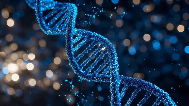 Blue DNA double helix structure