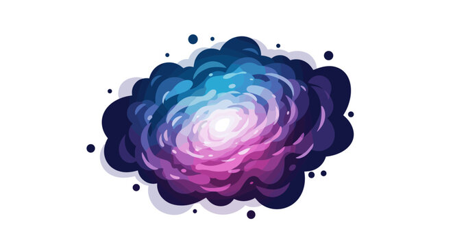 Cosmic nebulae cloud in watercolor style with vibrant blue and purple swirls