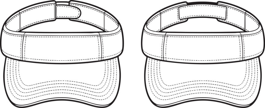 Two identical white visors with adjustable straps displayed on a grey background.