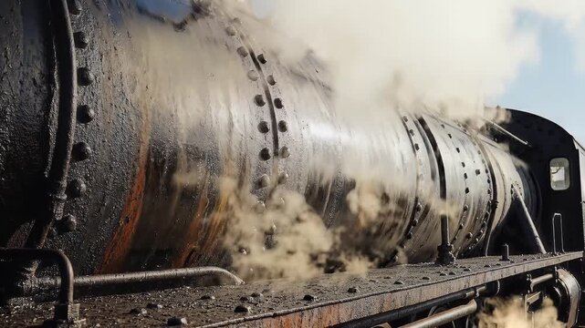 Vintage steam locomotive close up detail