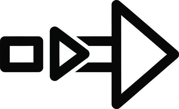 Black play and pause buttons on white background with wqe (701) icons