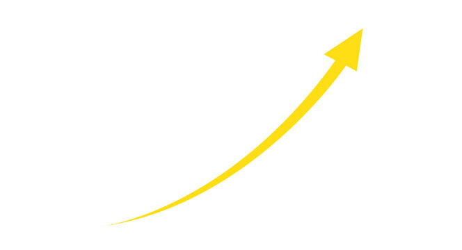 yellow curve arrow icon on transparent background. flat style. arrow icon for your web site design, logo, app, UI. arrow indicated the direction symbol. curved arrow sign
