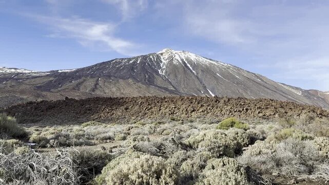 Volcanic Plains with Pico de Teide in Background Tenerife Winter
