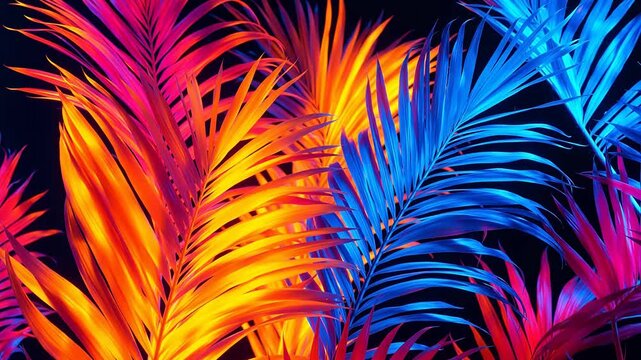 Vibrant colorful palm leaves