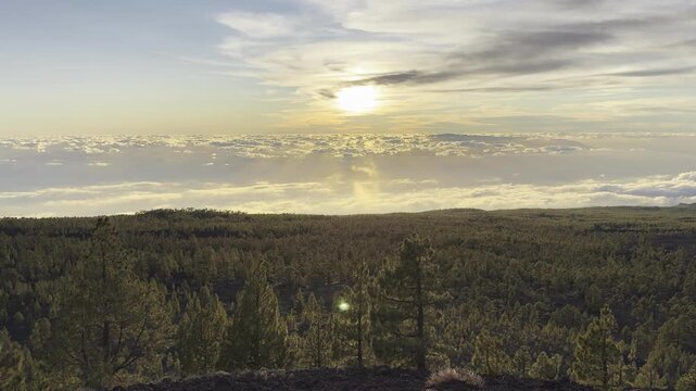 Sunset Above Clouds from Mirador de Samara Tenerife Teide National Park
