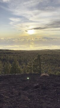 Sunset Above Clouds from Mirador de Samara Tenerife Teide National Park
