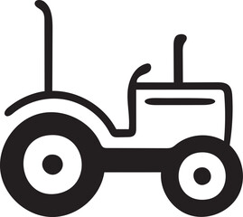 Obraz premium Minimalist Farm Tractor Silhouette - Simple Side View Agriculture Machinery Black Vector Icon Isolated on White