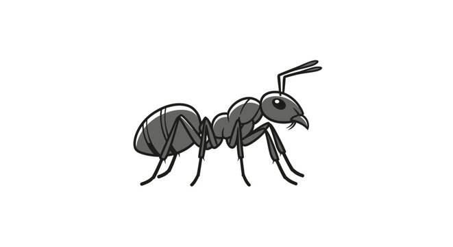 An illustration of an ant standing alone in a simple environment with its antennae raised.