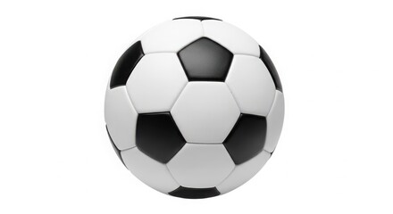 A black and white soccer ball on a plain white background.