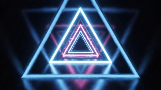 neon triangle light design element.