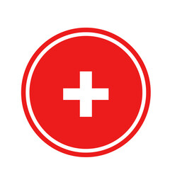 Fototapeta premium Red medical cross symbol on circular background viewed from directly above