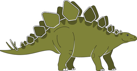 Stegosaurus dinosaur illustration with large back plates and tail spikes, prehistoric herbivore reptile isolated for paleontology, education and ancient wildlife concept © EdGe Creative