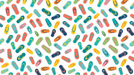 Seamless colorful flip-flop pattern with summer beach theme. © pixel*