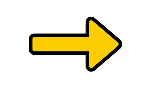 A yellow arrow pointing to the right isolated on transparent background